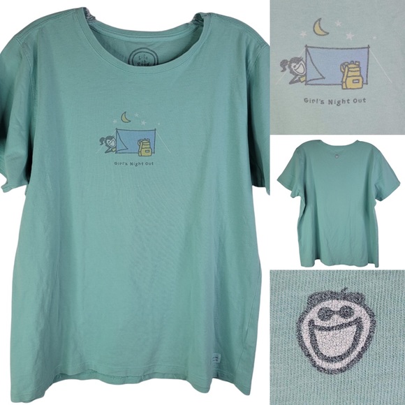 Life Is Good Tops - Life is Good Girl’s Night Out Shirt Short Sleeve Crewneck Women’s Large Teal